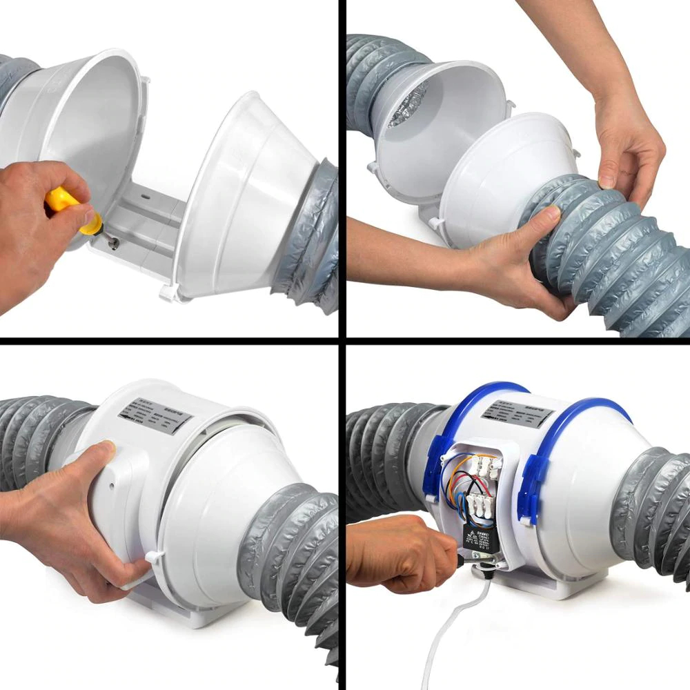 Ventilador extractor de conducto en línea hidropónico